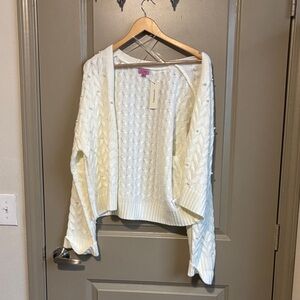 Francesca's Collections Ivory Cable Knit Cardigan